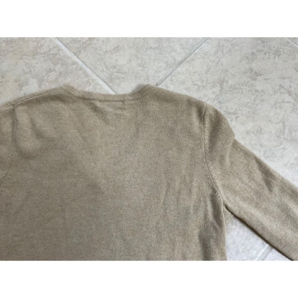 100% Cashmere Light Oatmeal Soft V Neck Knit Sweater S/M 6-8 Long sleeve - Picture 10 of 11